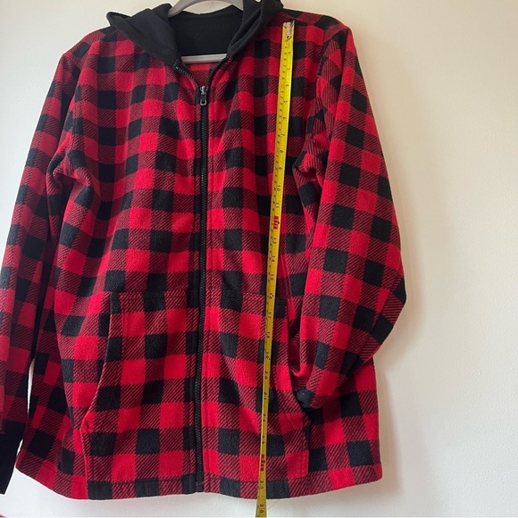 Nevada Men’s Buffalo Plaid Fleece Zip Hoodie Jacket Red Black Medium Warm Cozy - Picture 8 of 10